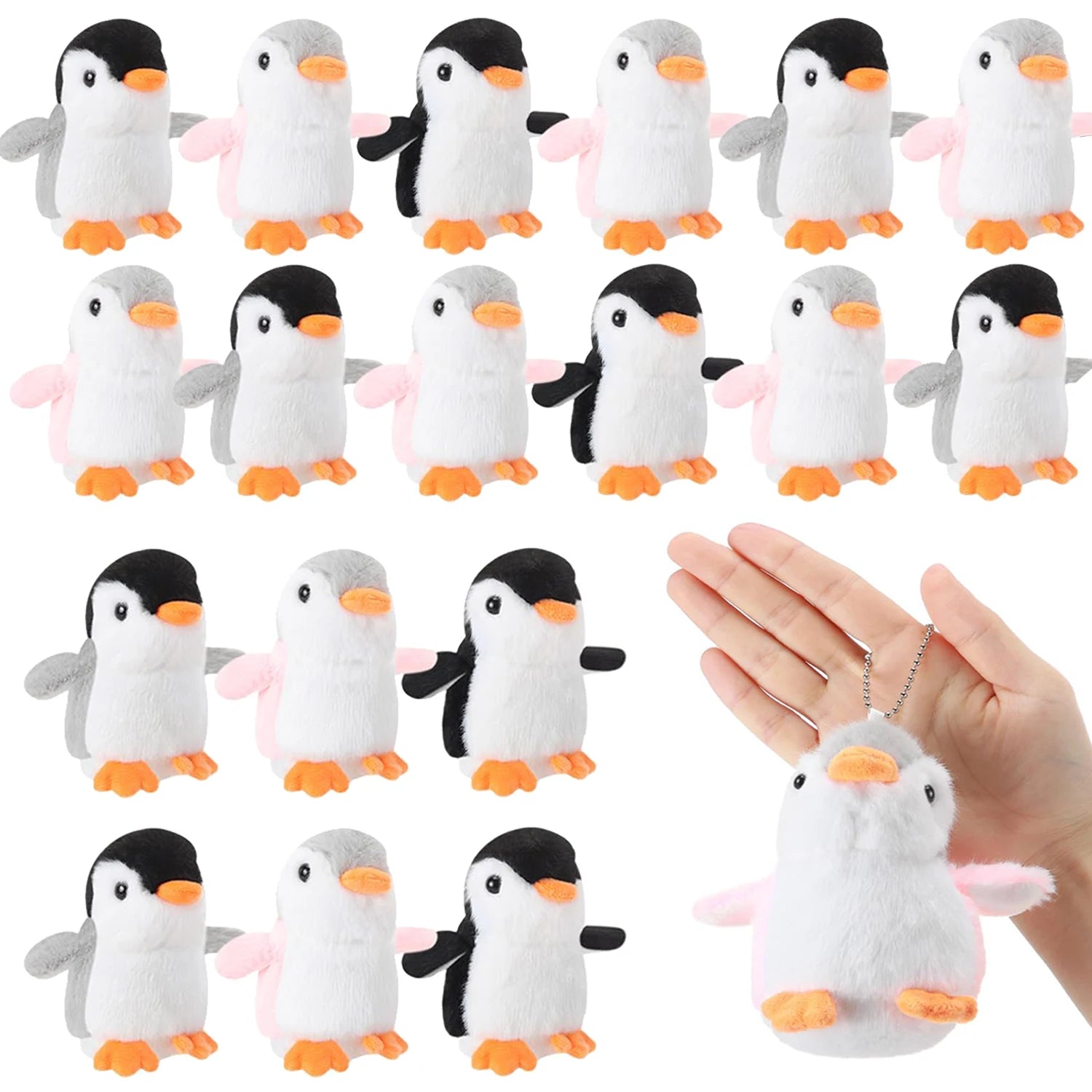 9-96Pcs Mini Stuffed Animal Penguin Plush Hanging Penguin Toys Small Penguin Keychain