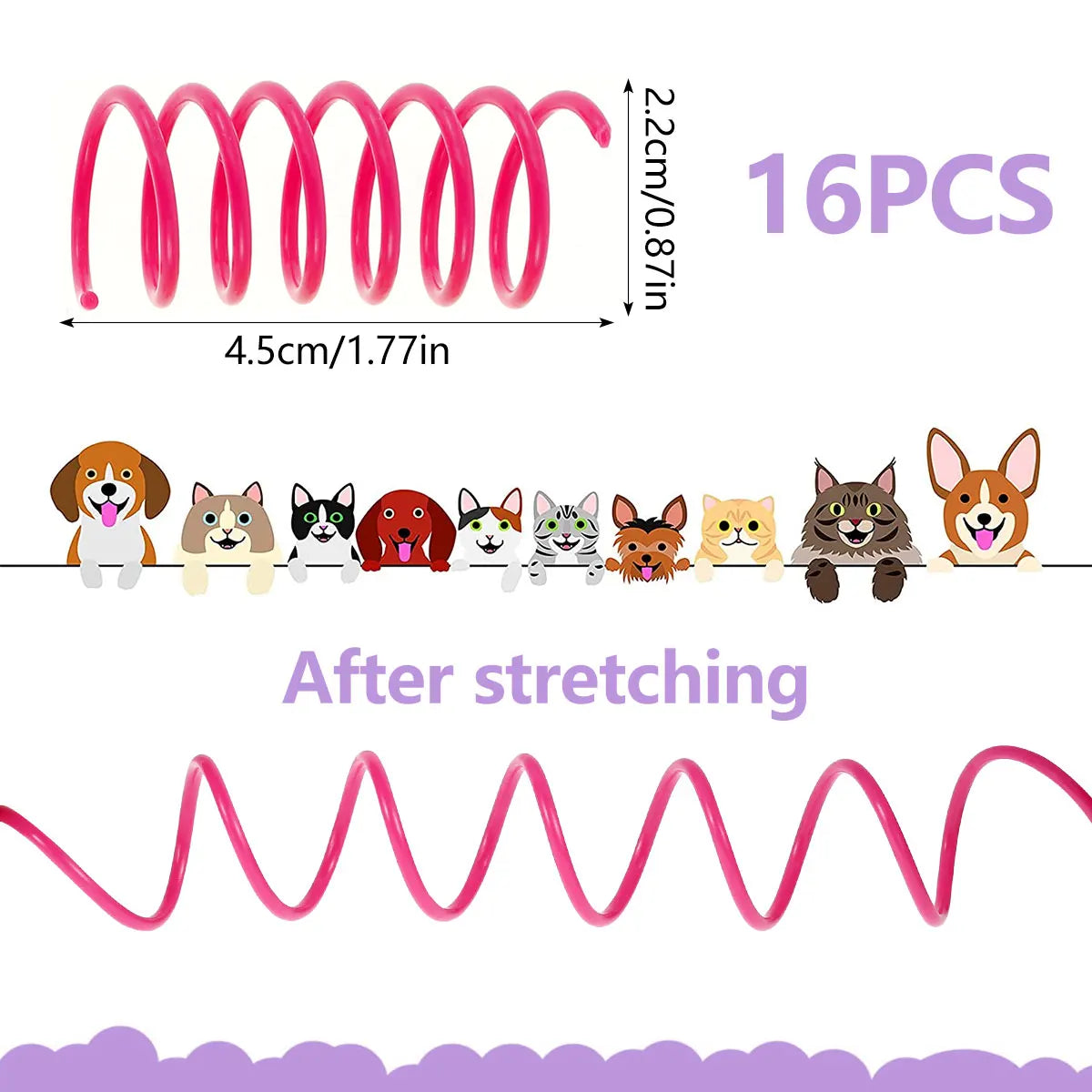 Cat Spring Toys 16pcs Colorful Cat Coil Toy Kitten Coil Spiral Springs Cat Toys Interactive Durable Heavy Gauge Cat Spring Tools