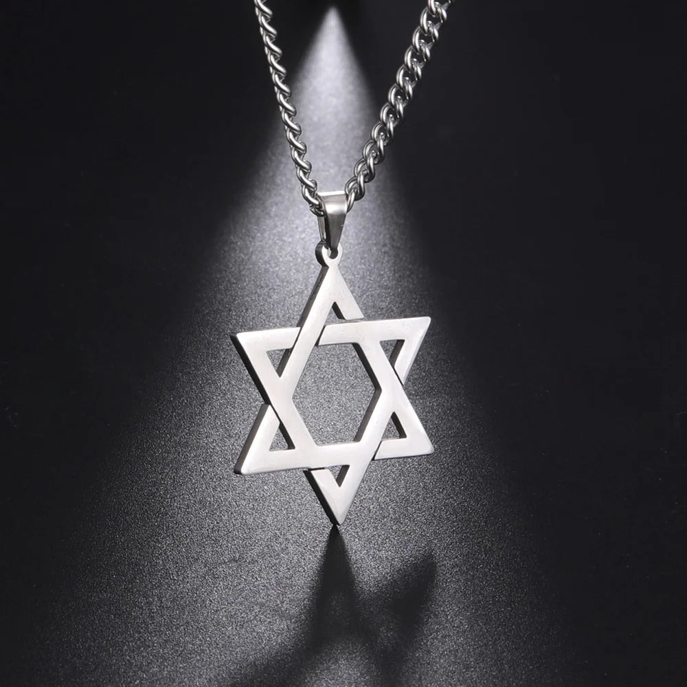 Amulet David Star Men Pendant Necklace Gold Color Kabbalah Jewish Charms Judaica Israel Religious Symbols Supernatural Jewelry