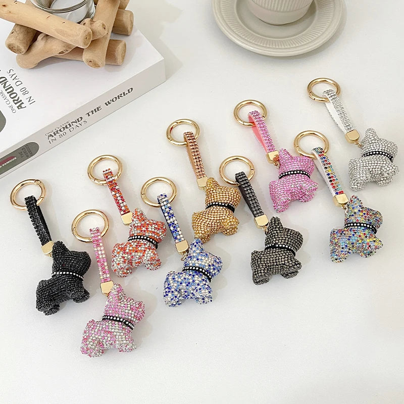 Full Crystals Anime Keychain Women Bag Key Ring Collection white keyring