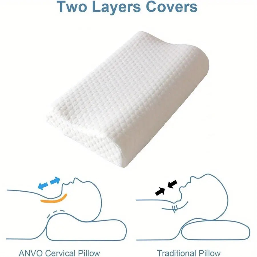 1pc Foam Pillow, Knitted Fabric Polyurethane Temperature Sensing  Anti-snoring