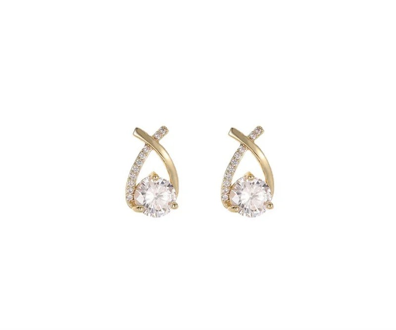 Cross Stud Earrings For Women Crystal Jewelry Ear Rings Fishtail