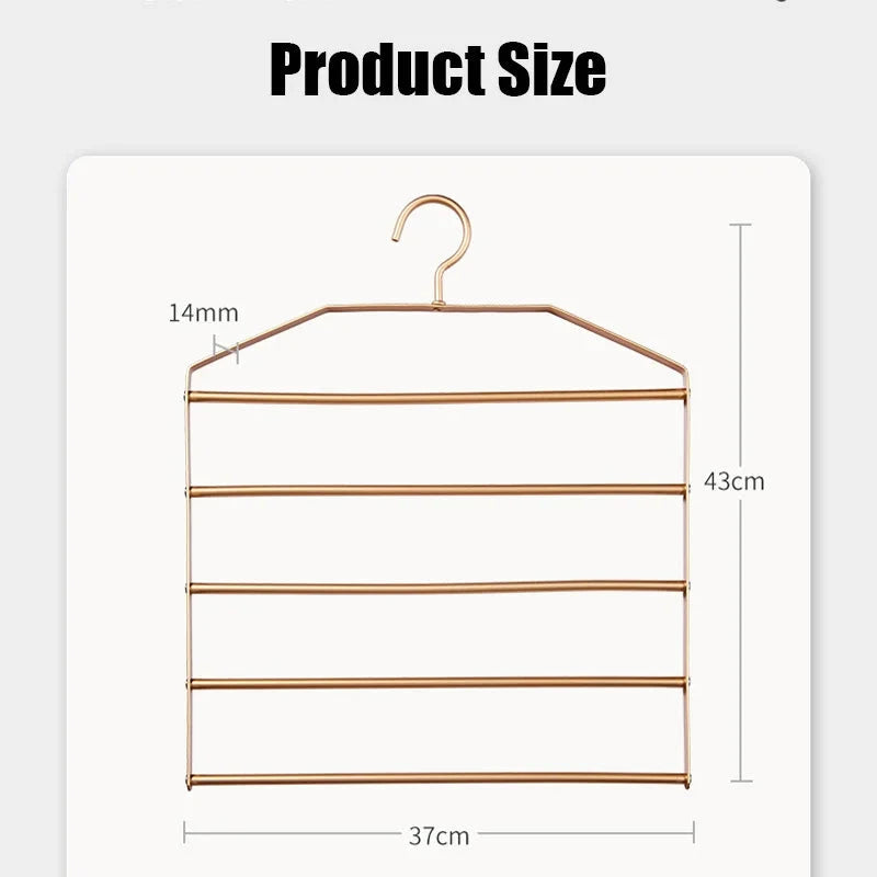 1pc 5 in 1 Gold Pant Hanger Multi-Layer Storage Rack for Trouser Aluminum Alloy