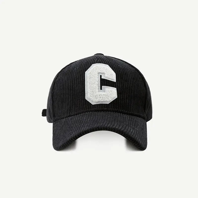 Corduroy Baseball Cap C Letter Snapback Hat Adjustable Casual Hip Hop Cap