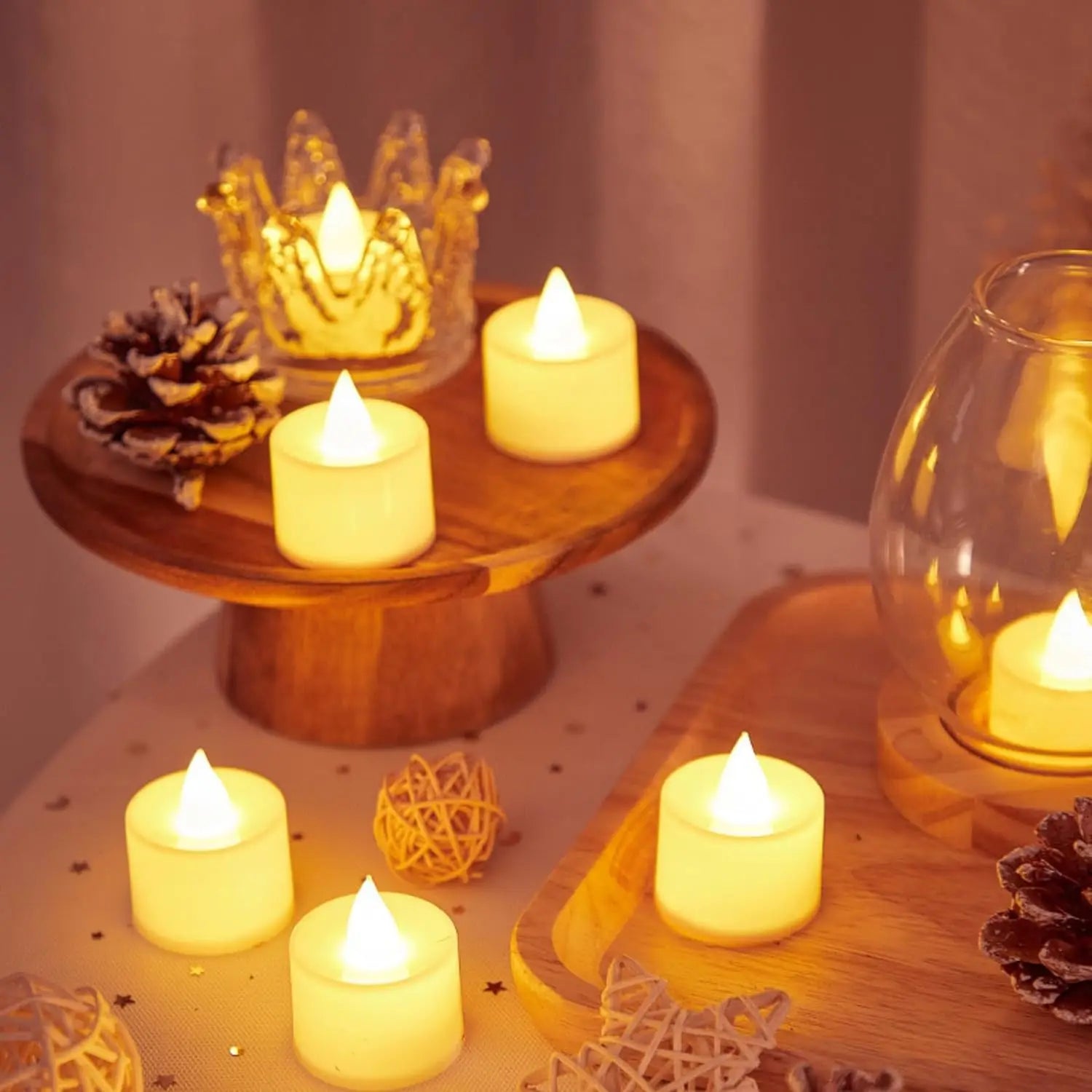 24Pcs Flameless Led Candle Heart-shaped Electronic Battery-Power Tealight Candles