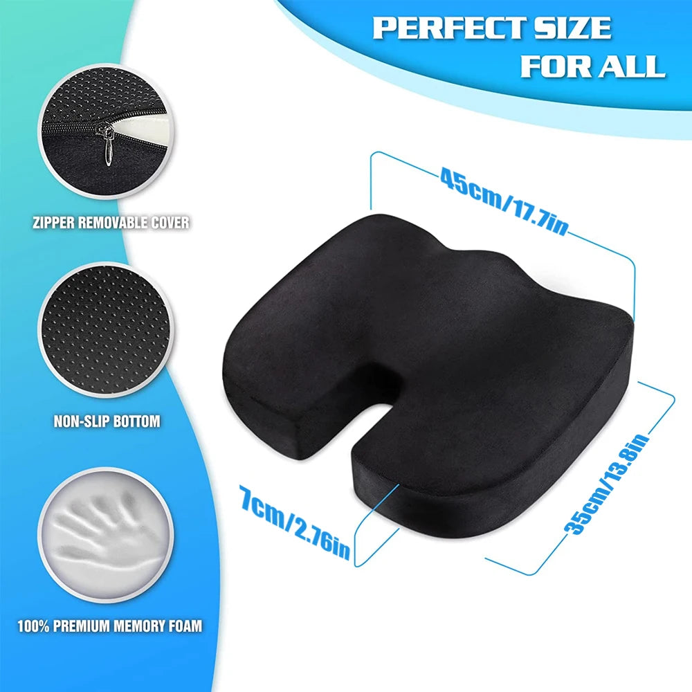 Travel Coccyx Seat Cushion Memory Foam U-Shaped Pillow for Chair Cushion Pad Car Office Hip Support Massage Orthopedic Pillow