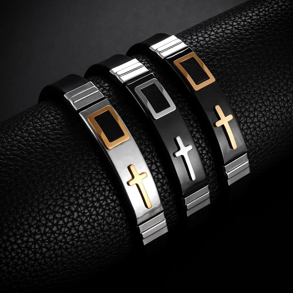 Trendy Jesus Cross Bracelet Metal Silicone Men's Bracelet New Fashion Christian Religious Amulet Accessories