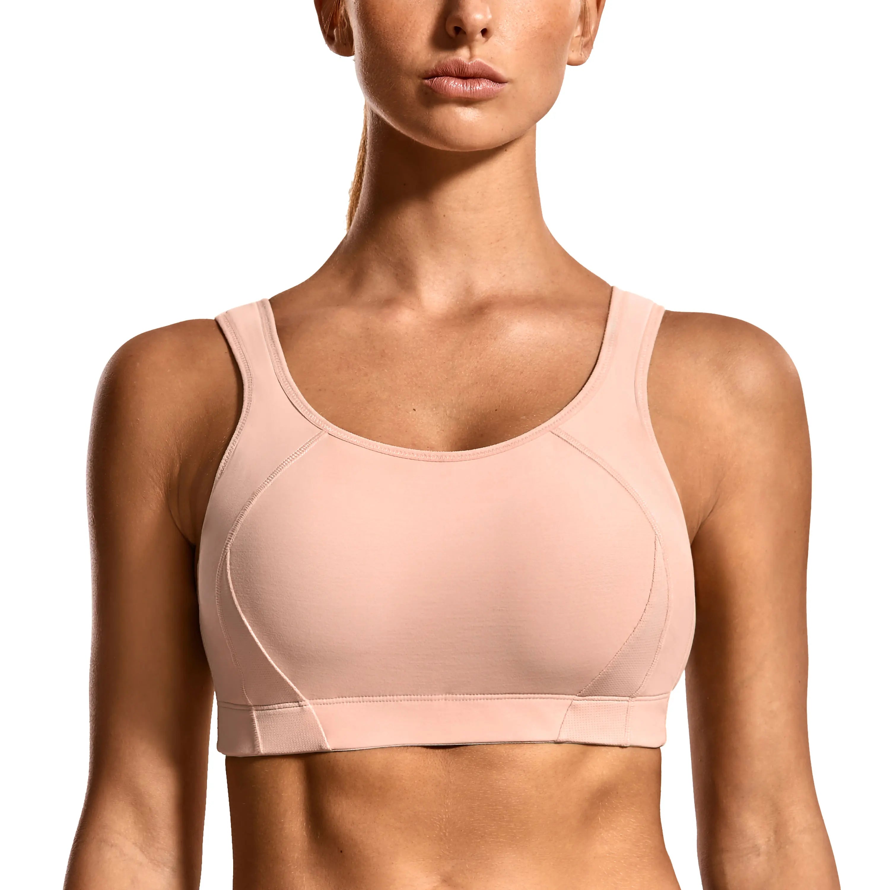 SYROKAN Sports Bras High Impact Padded for Women Full Coverage Shock Control Wirefree Bra