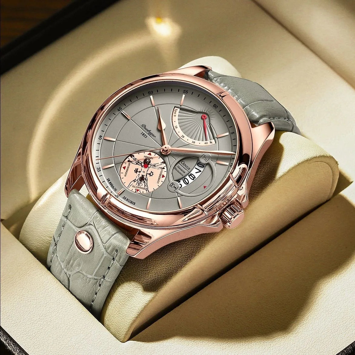 Wristwatch Waterproof Luminous Date Week Men Watch Quartz Clock Leather