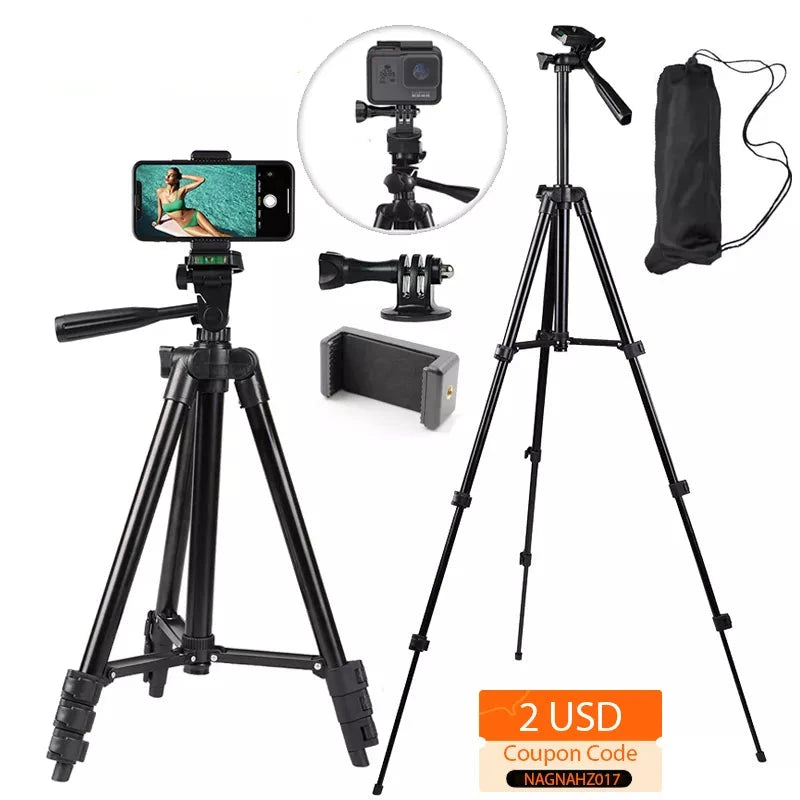 NA-3120 Phone Tripod Stand 40inch Universal Photography for Gopro iPhone Samsung Xiaomi Huawei Phone Aluminum Travel Tripode Par