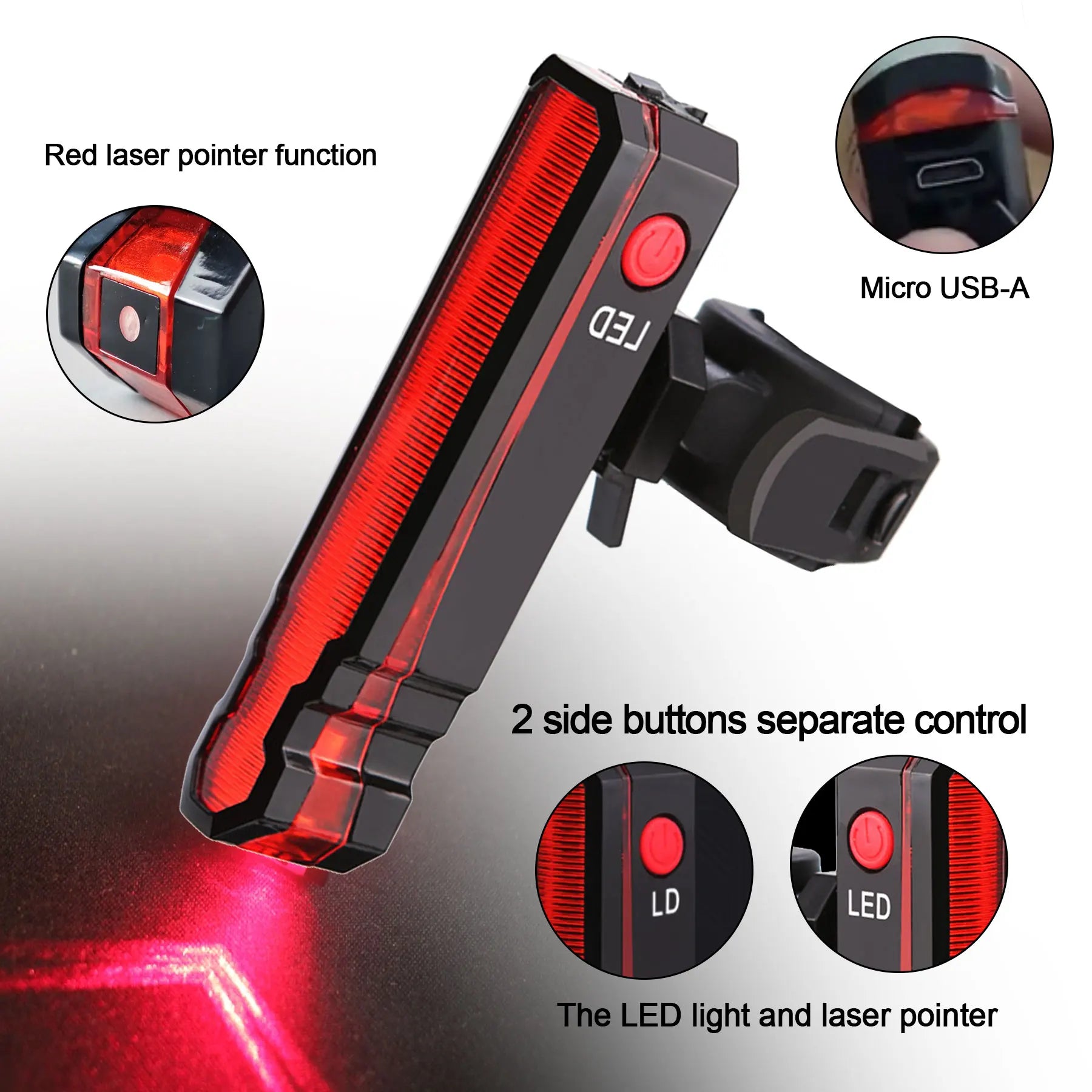 150 lumens Bike Front Rear Light Laser Line Warning Lamp USB Rechargeable Waterproof MTB Road Bicycle Seatpost Safety Taillight