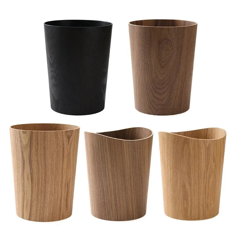 Storage Wooden Trash Can Bucket Garbage Bin Wastebasket Cans Recycling Bin