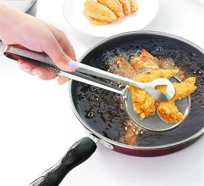 Stainless Steel Sieve Filter Spoon Fried Food Oil Strainer Clip Handheld