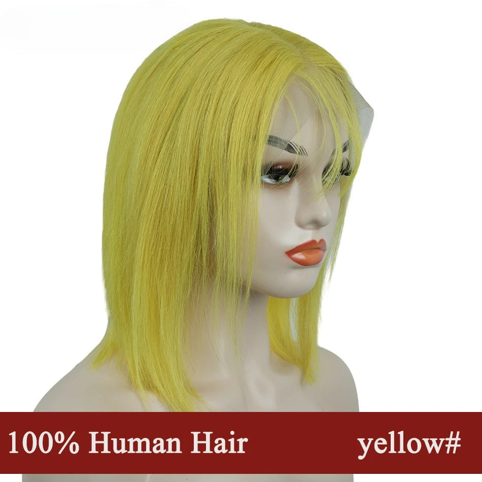 13x4 Lace Front Human Hair Wig Transparent Short Bob Wig Glueless Wigs For Women