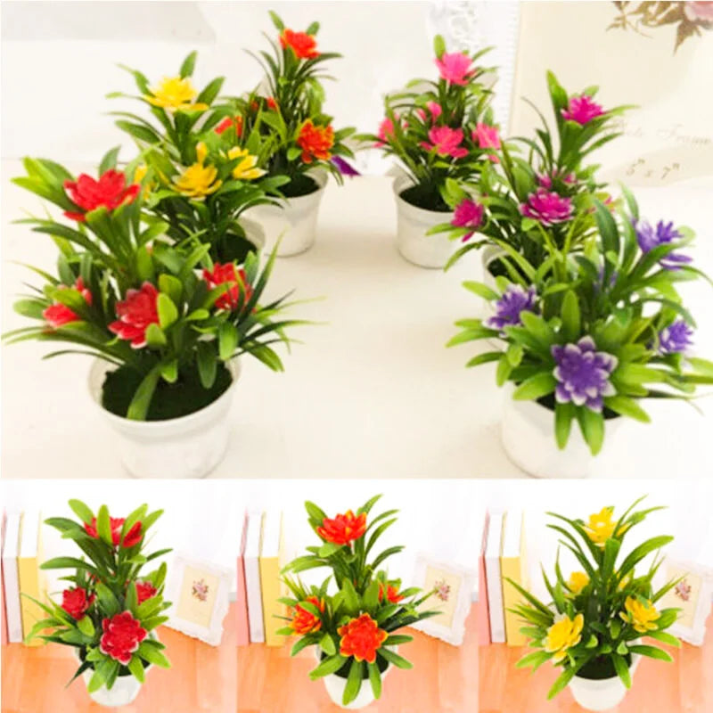 1pc 18 cm Artificial Flowers Plant Pot Plastic Fake Flower for wedding Ceremony Decor Home Garden Bouquet Decoration