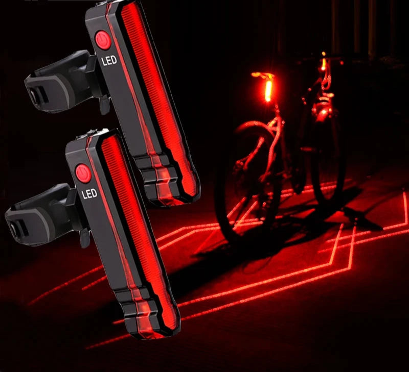 150 lumens Bike Front Rear Light Laser Line Warning Lamp USB Rechargeable Waterproof MTB Road Bicycle Seatpost Safety Taillight