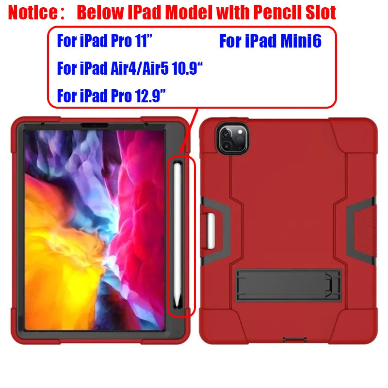 Armor Case For iPad 10th 10.2 inch iPad 9.7 Air4 Air5 Pro 11 12.9 Mini 6 5 4 3 Heavy Duty Silicone TPU PC Stand Drop Shock Proof