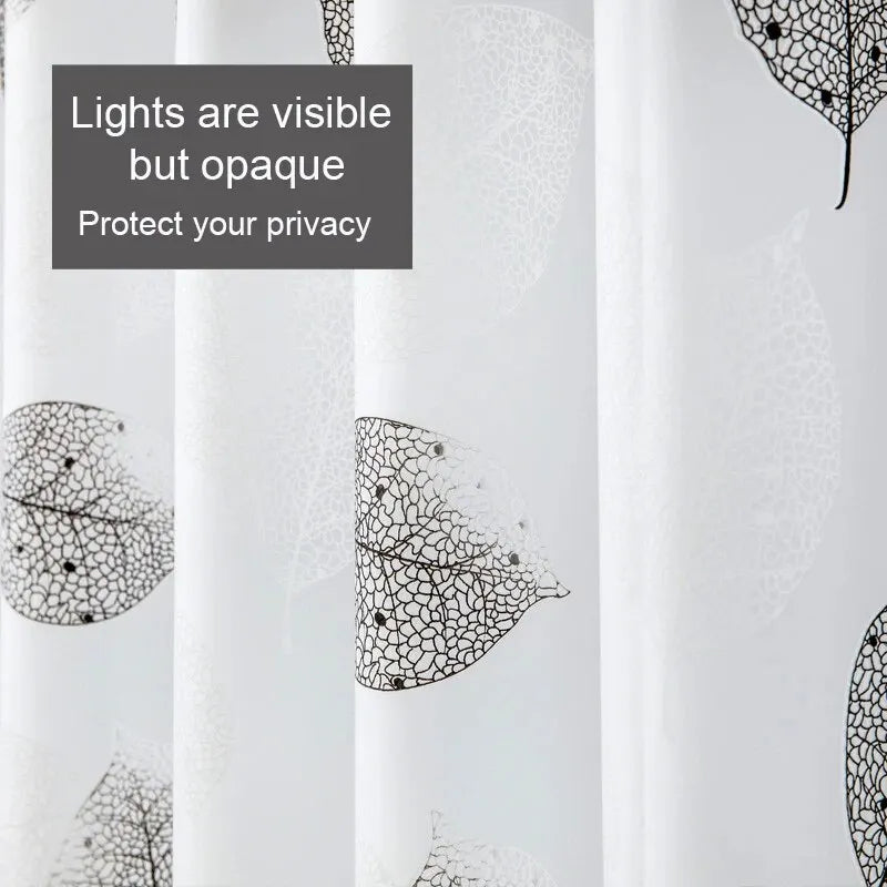 Bathroom Shower Curtains Waterproof Thickening Curtain With Hooks Leaf Pattern