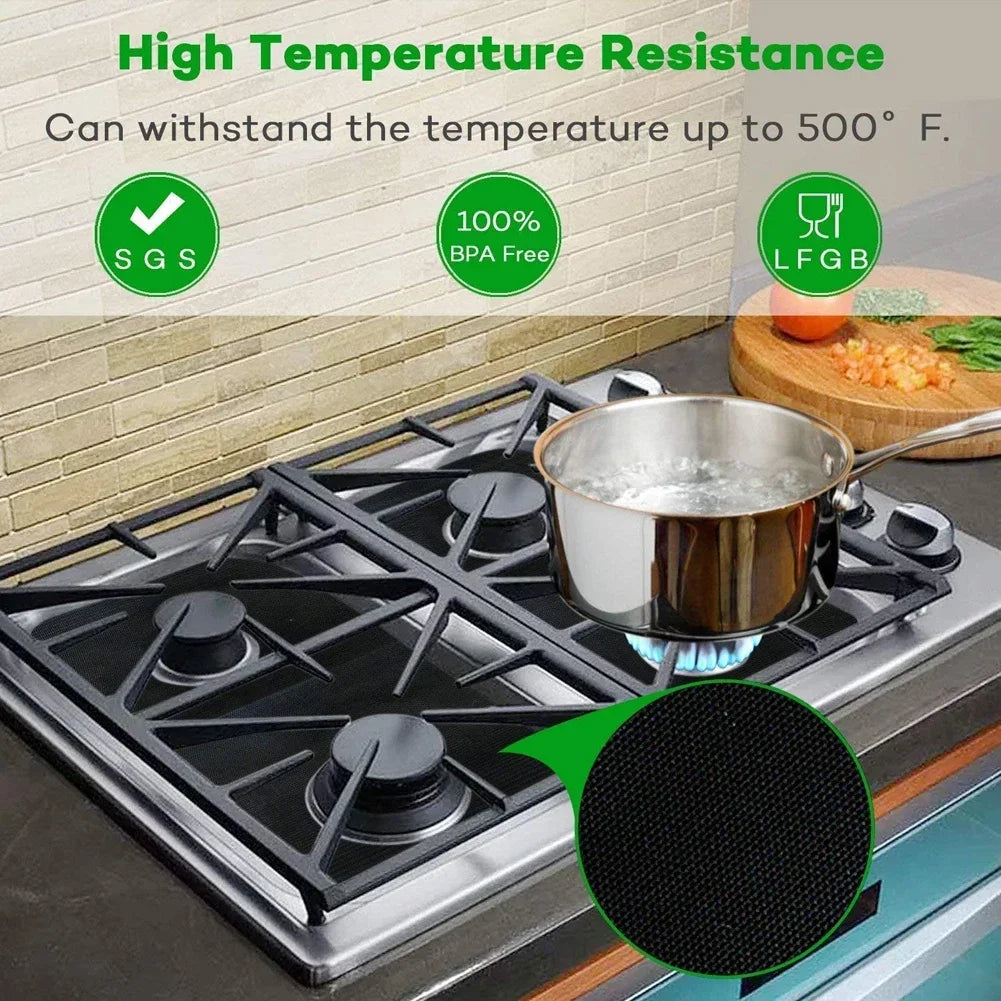 1/4pcs Stove Burner Cover Reusable Foil Cover Gas Stove Protector Non-Stick Stovetop Burner Sheeting Mat