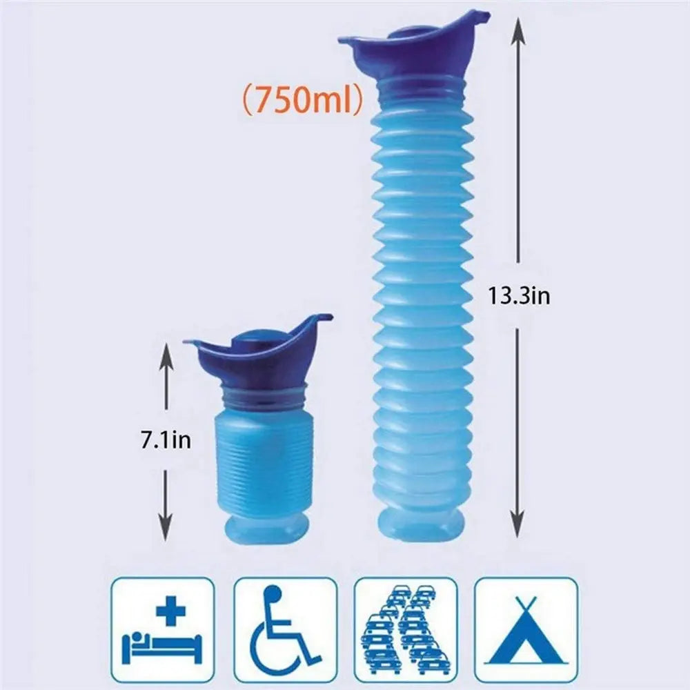 1set Urinal Car Urinal Bucket Outdoor Standing Urine Emergency Travel Portable Reusable Shrinkable Camping Toilet Urine Leak