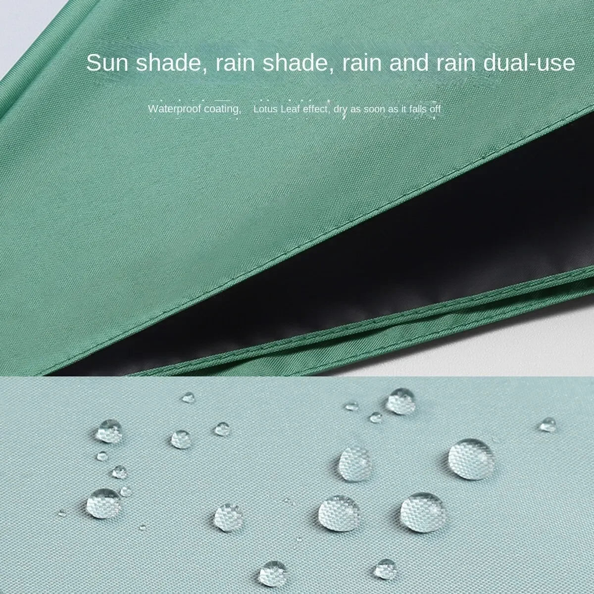 Portable Sunshade Sunscreen Rain Umbrella Black Rubber Alloy Handle Foldable