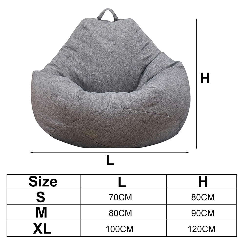 Large Small Sofa Cover Chairs Without Filler Linen Cloth Lounger Seat Bean Bag