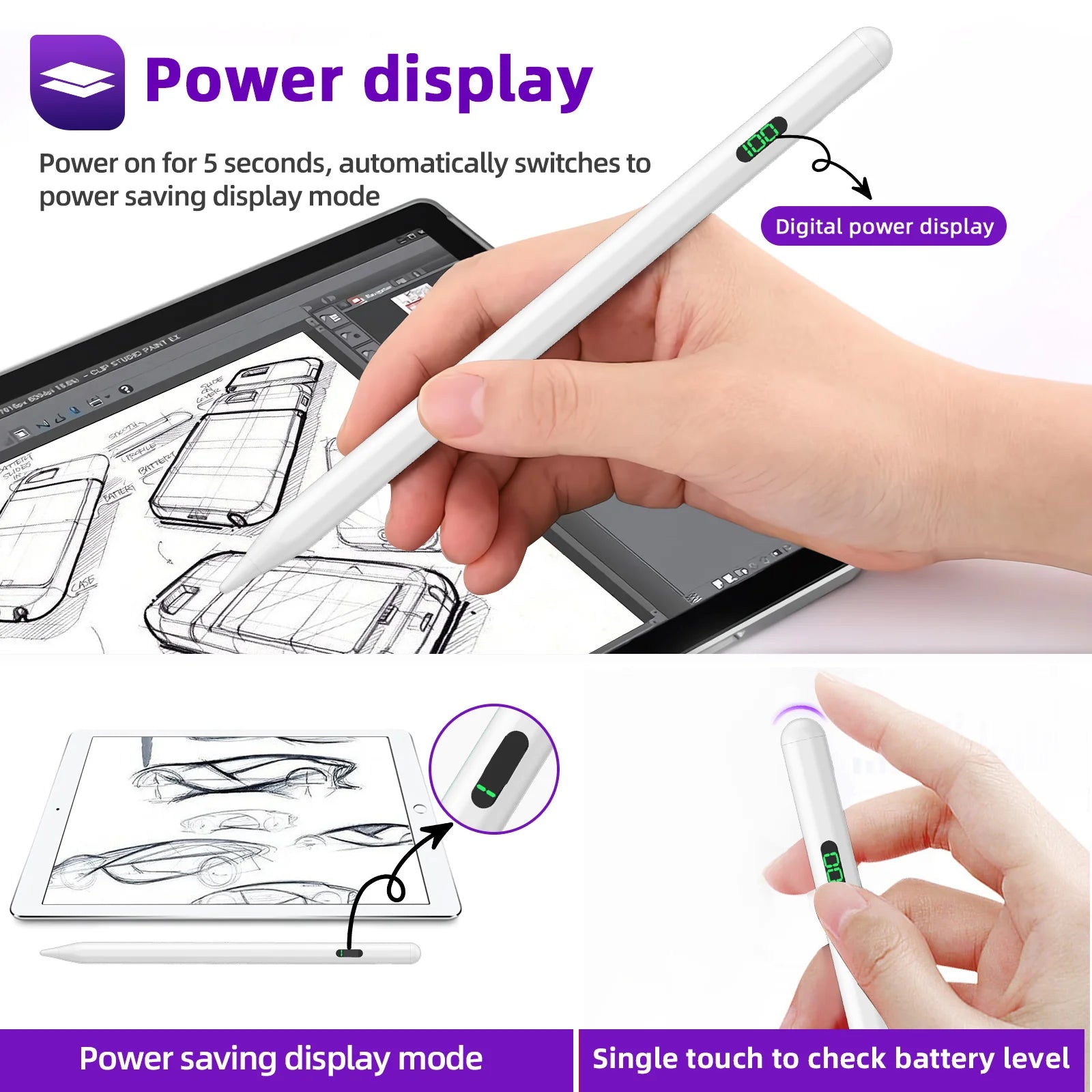 New Stylus Pen For iPad Touch Pen for Android iPad Accessories for Apple Pencil Universal Stylus Pen With Digital Power Display