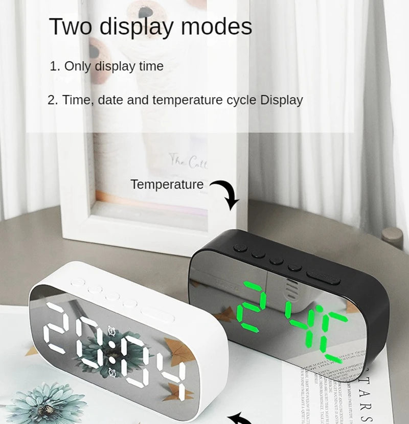 Digital Alarm Clock Desktop Table Clock Teperature Calendar LED Display Electronic Alarm Clocks Snooze Funtion Night Mode 12/24H