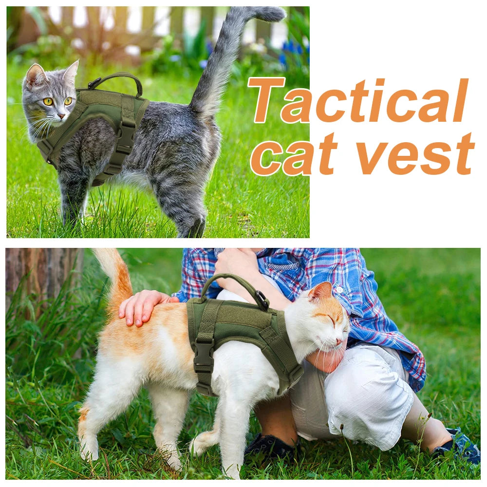 Tactical Military Cat Harness Breathable Mesh Pet Puppy Harness Adjustable Escape Proof Cat Vest for Small Dog