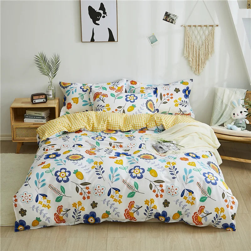 Cartoon Print Duvet Cover 220x240 Quilt Cover AB Double-sided Comforter Covers