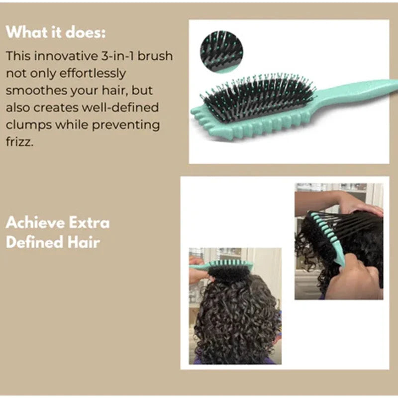 Curl Define Styling Brush Boar Bristle Detangling Hair Brush Tangled Hair Comb Shaping Defining Curls Barber Styling Tool