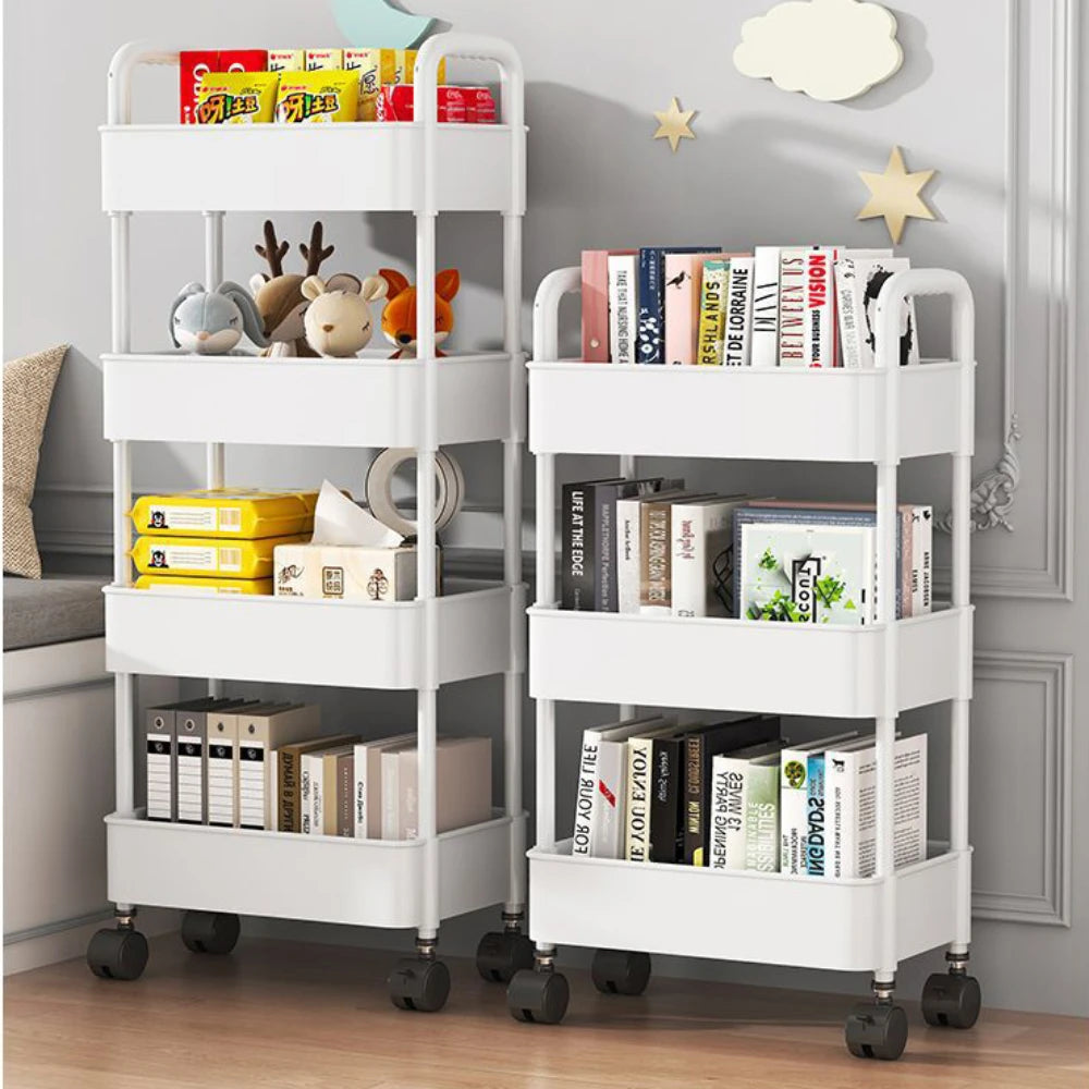 Mobile Bookshelf Trolley Organizers And Storage Rack Cart With Wheels