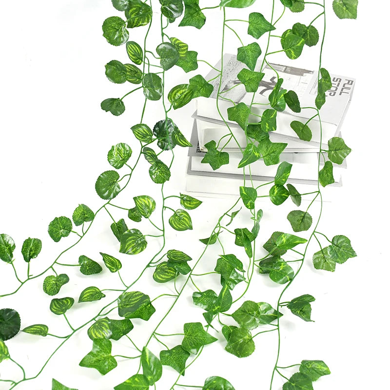 2.1M Artificial Plant Green Ivy Leaf Garland Silk Wall Hanging Fake Leaves