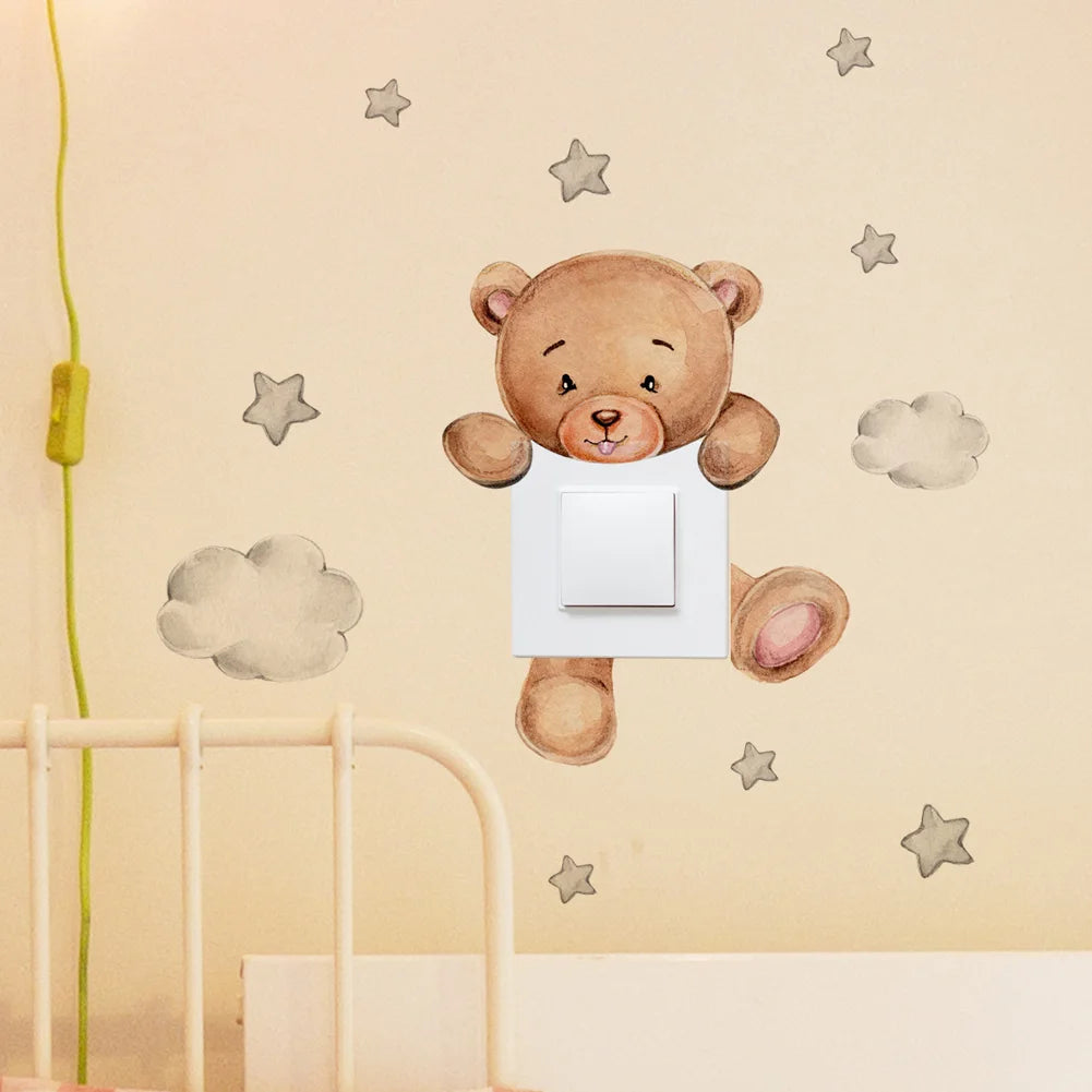 Cartoon Bear Star Switch Sticker For Kids Room Decoration Self-adhesive Wall sticker