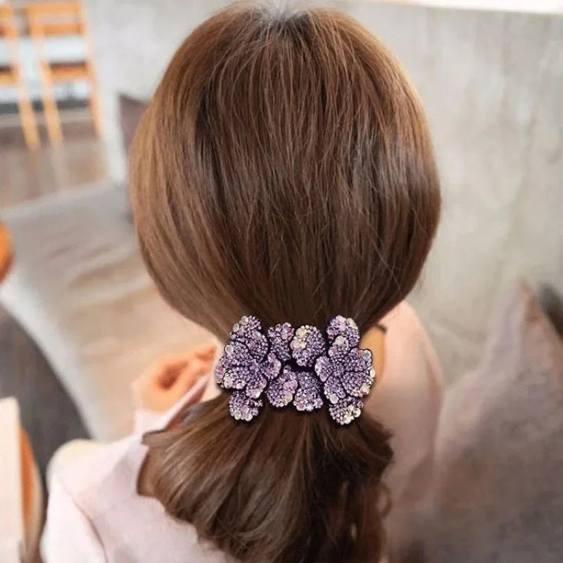 Fashion Acrylic Zircon Flower Hairpin Hair Accessories For Women Retro Elegant Duck Mouth Clip Headwear Ethnic Girl Jewelry Gift