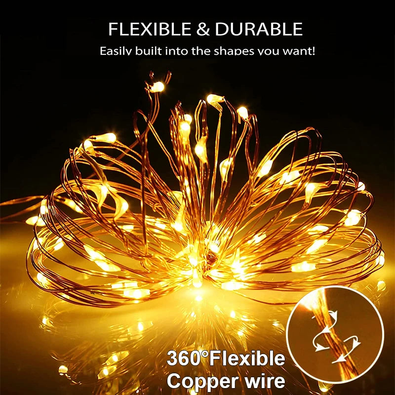 Solar LED String Lights Outdoor Waterproof Festoon Garden Decor Christmas Fairy Garland String Lights