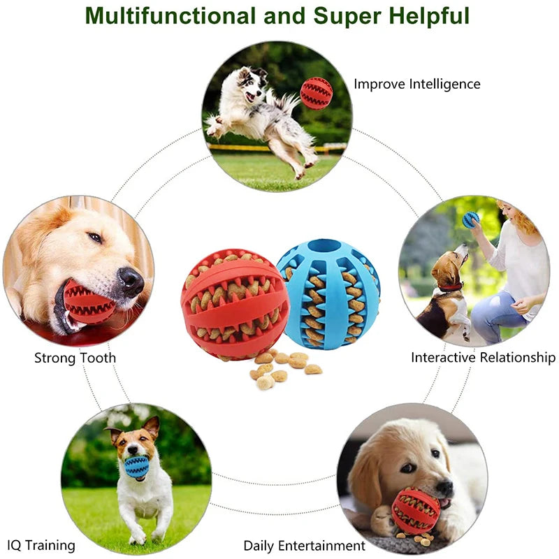 Dog Treat Ball Toys for Small Dogs Interactive Elasticity Puppy Chew Toy Tooth Cleaning Rubber Food Ball Toy