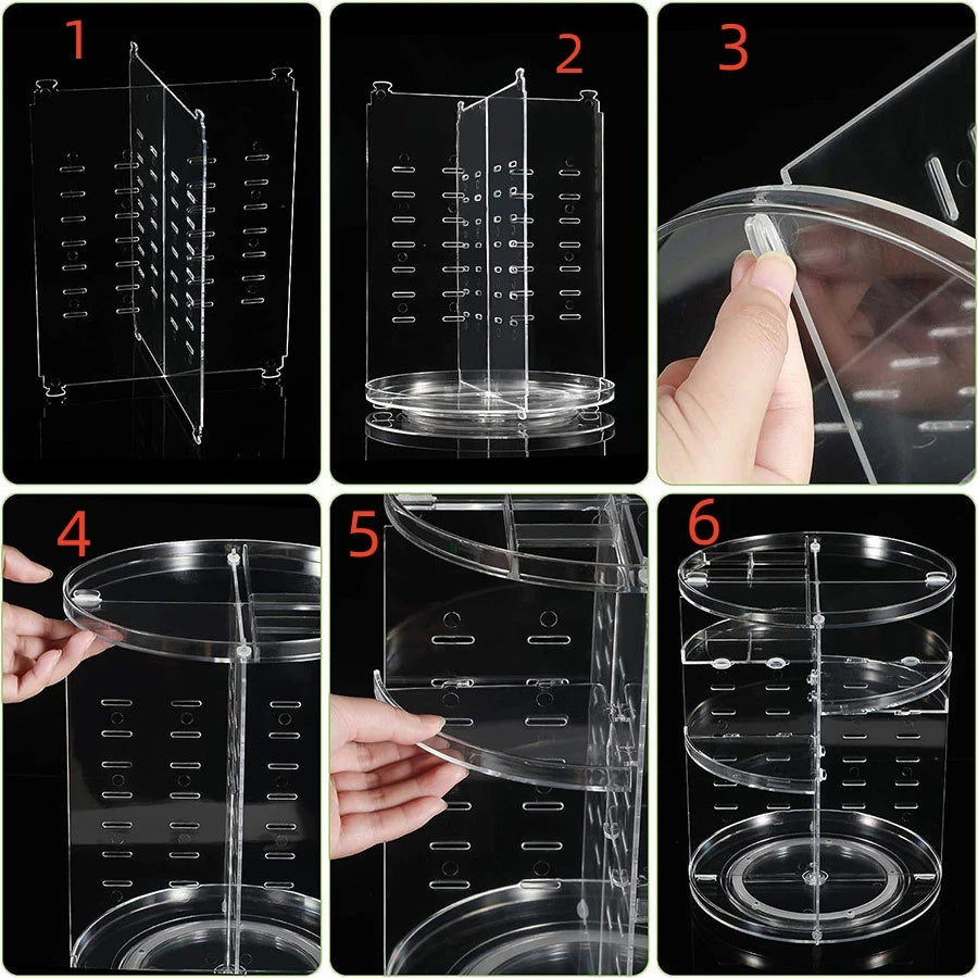 Cosmetic Organiser 360 degree rotatable adjustable cosmetic storage display case