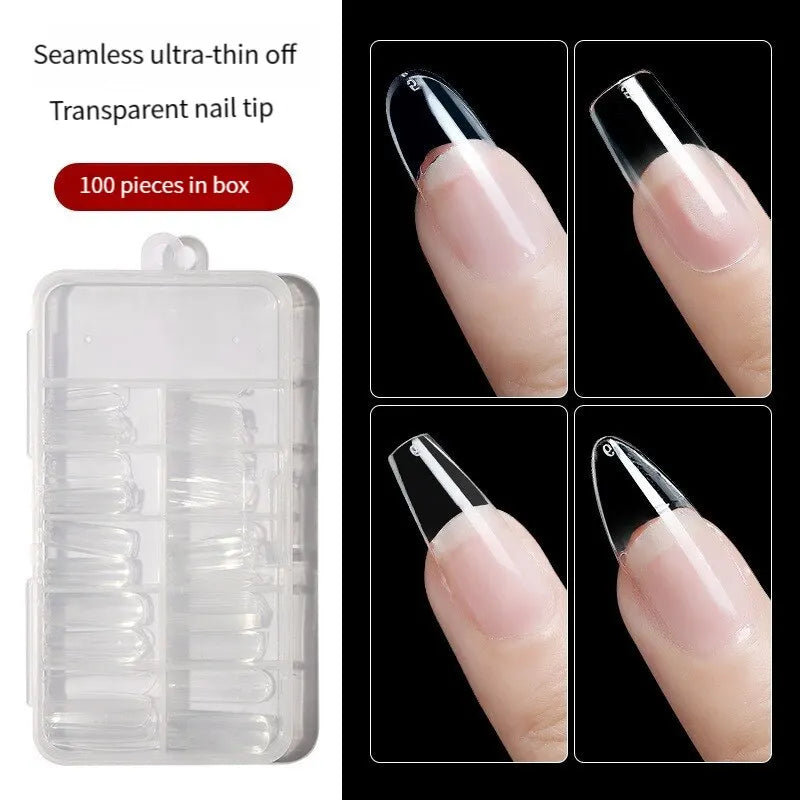 100 Pieces Transparent Nail Tip Oval French Nails in a Box