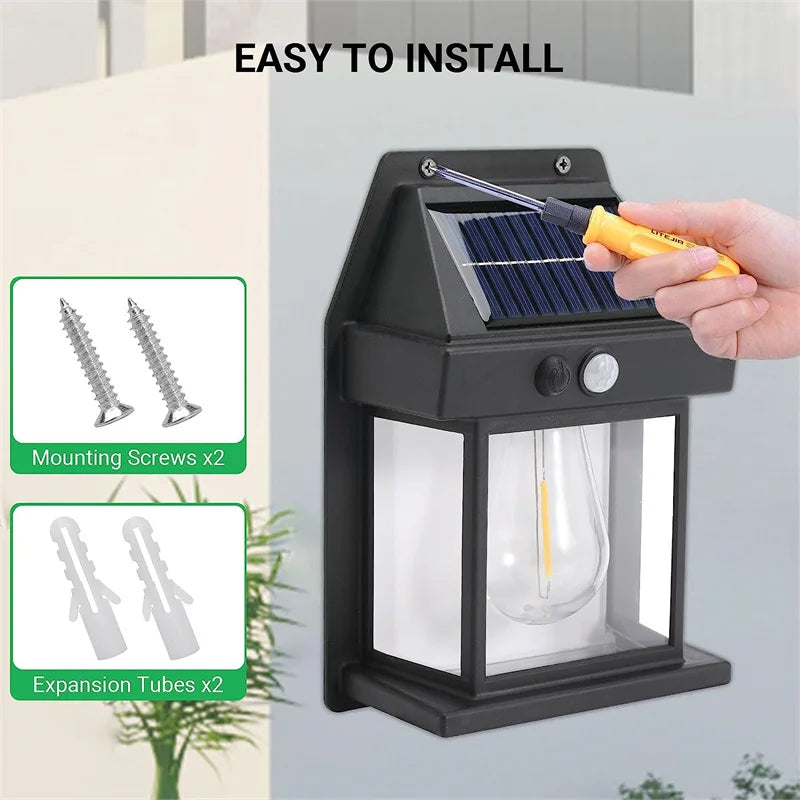 Solar Wall Lights Tungsten Waterproof Wireless Motion Sensor Security Lamps