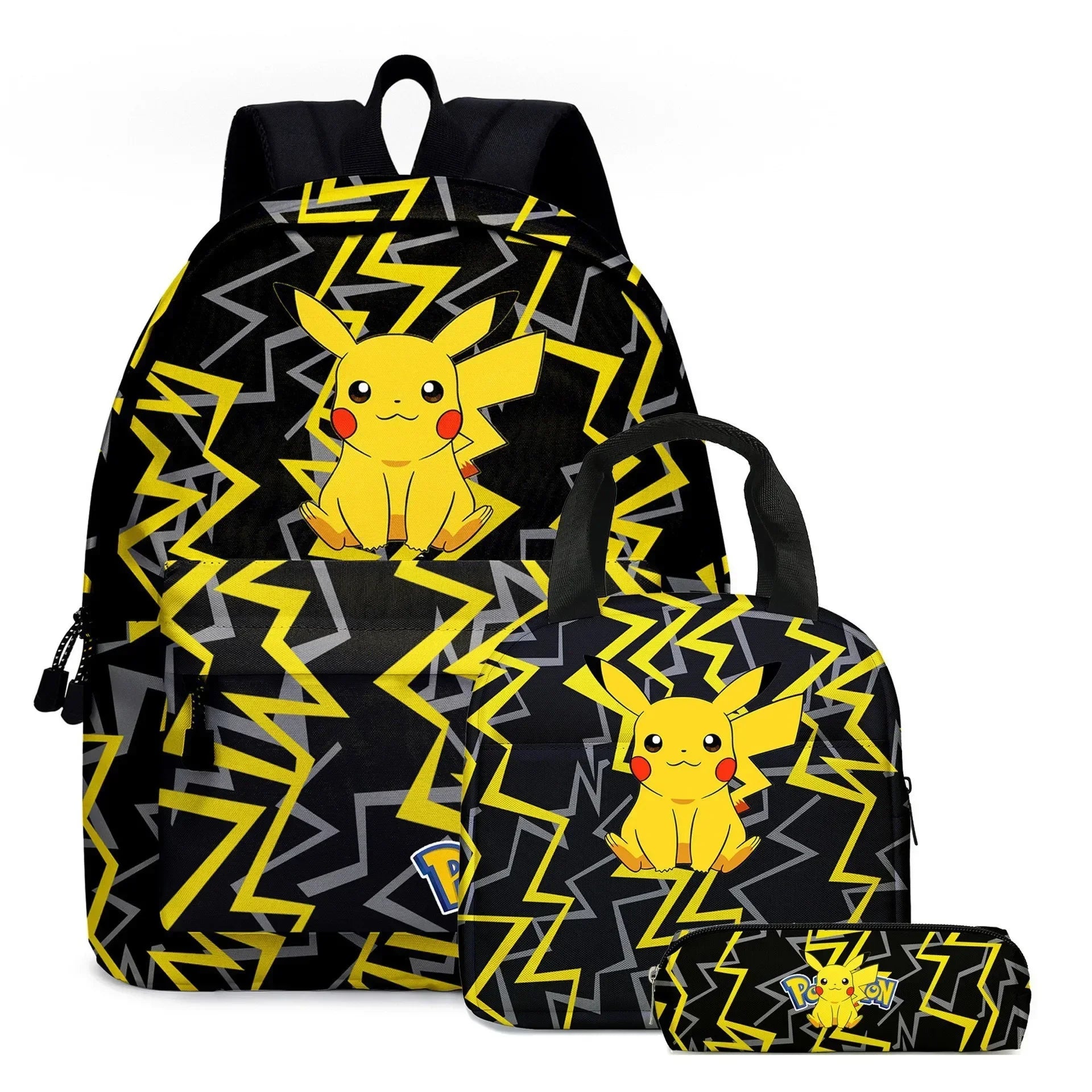 MINISO 2PC/3PC-Set Pikachu Pokémon Pikachu Backpack Student School Bag Pencil Case Children's Gifts Cartoon School Bag Mochila