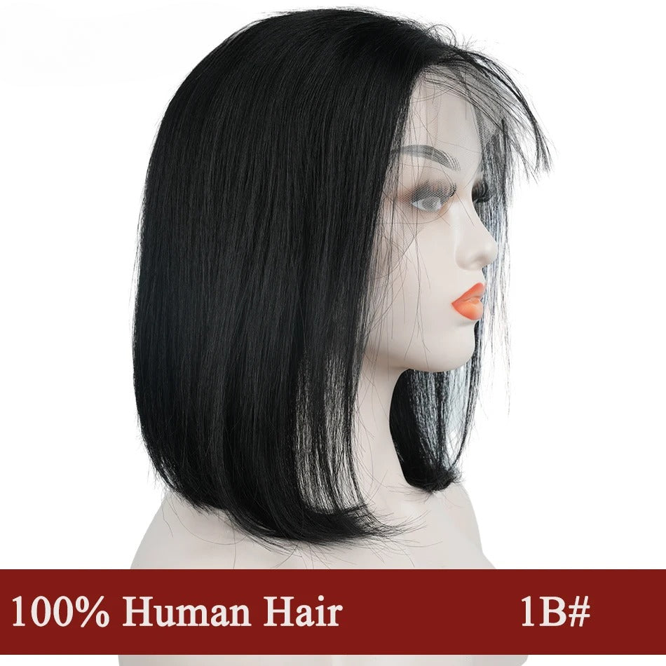 13x4 Lace Front Human Hair Wig Transparent Short Bob Wig Glueless Wigs For Women