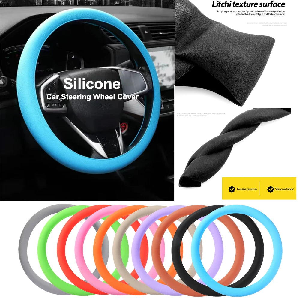 Silicone Car Steering Wheel Cover Elastic Protetive Cover Multi Color