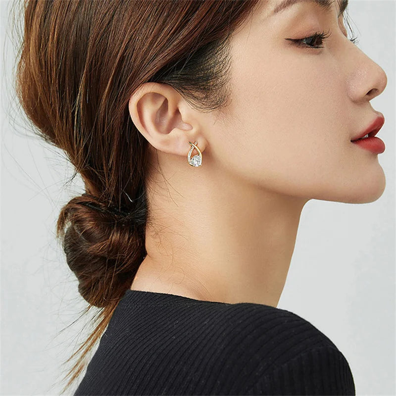 Cross Stud Earrings For Women Crystal Jewelry Ear Rings Fishtail