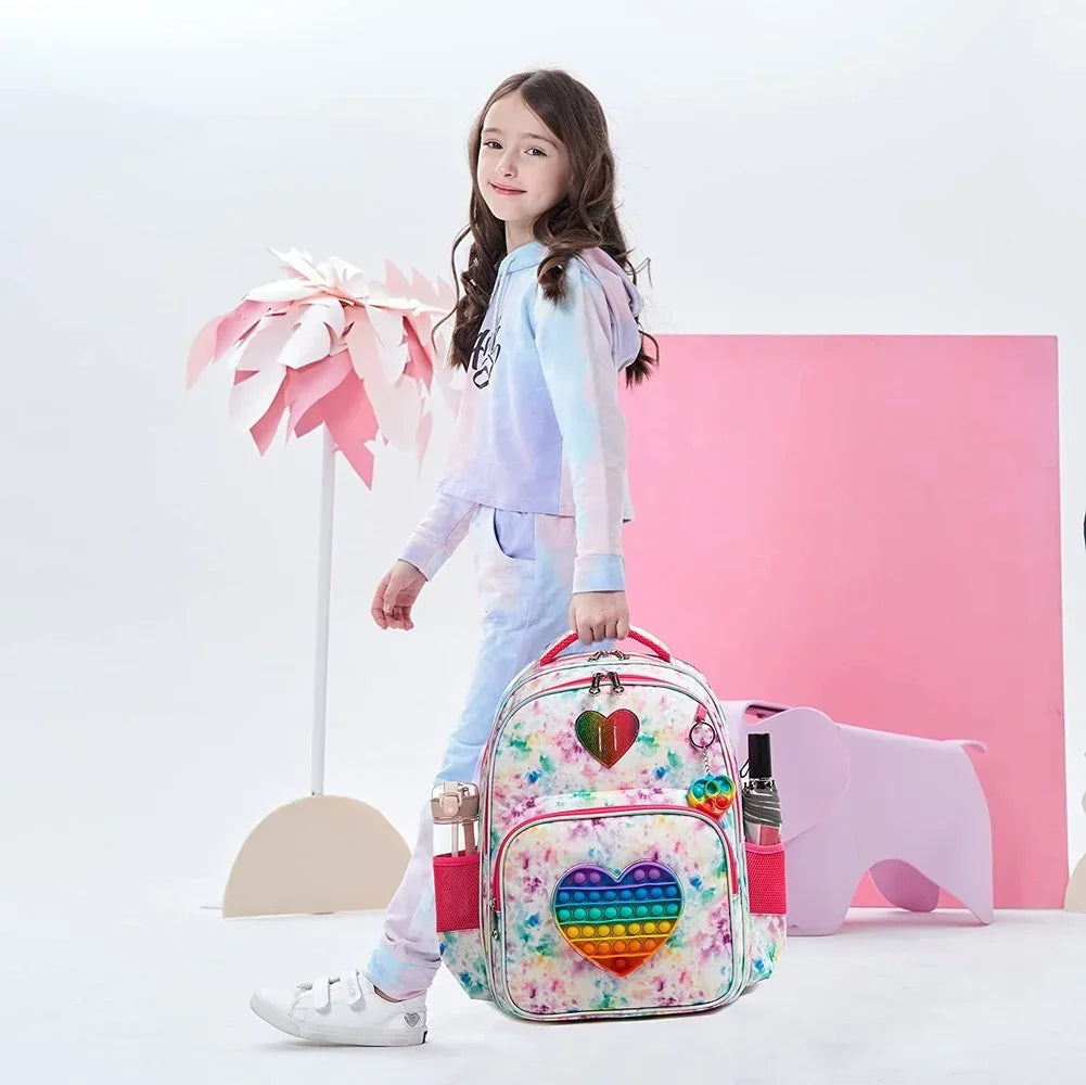 School Bags 3 in 1 Kids Bags Kawaii Backpack Waterproof for Girl 16" Bag