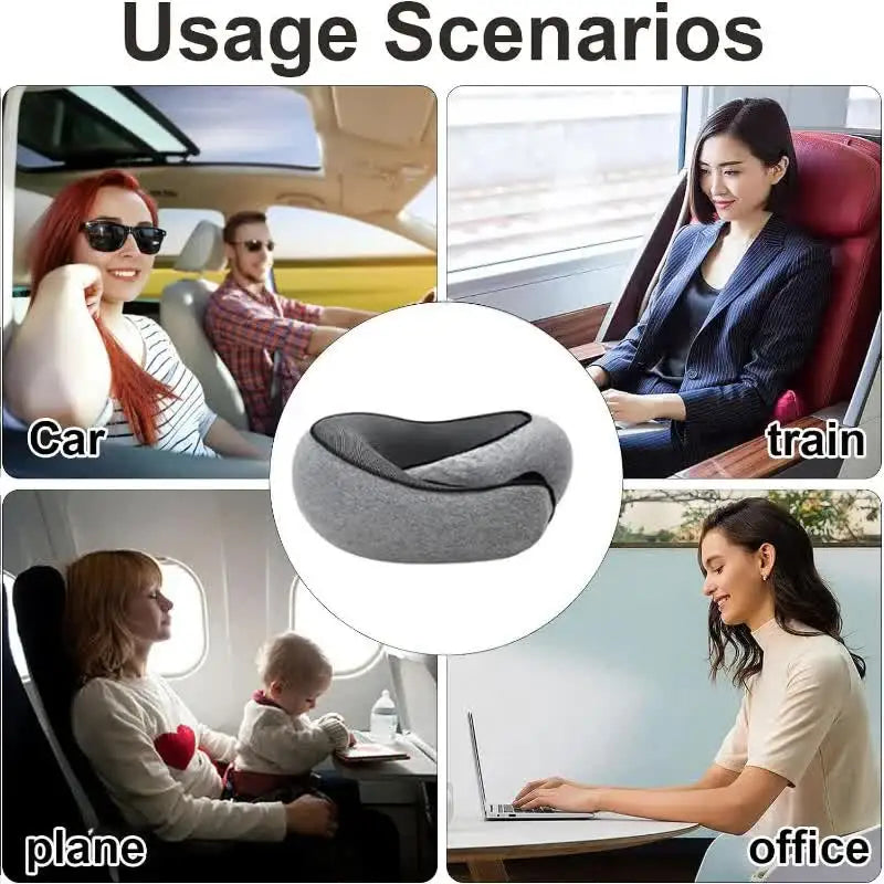 Travel Neck Pillow Memory Foam U-shaped Portable Adjustable Soft Noon Break Sleep Pillows