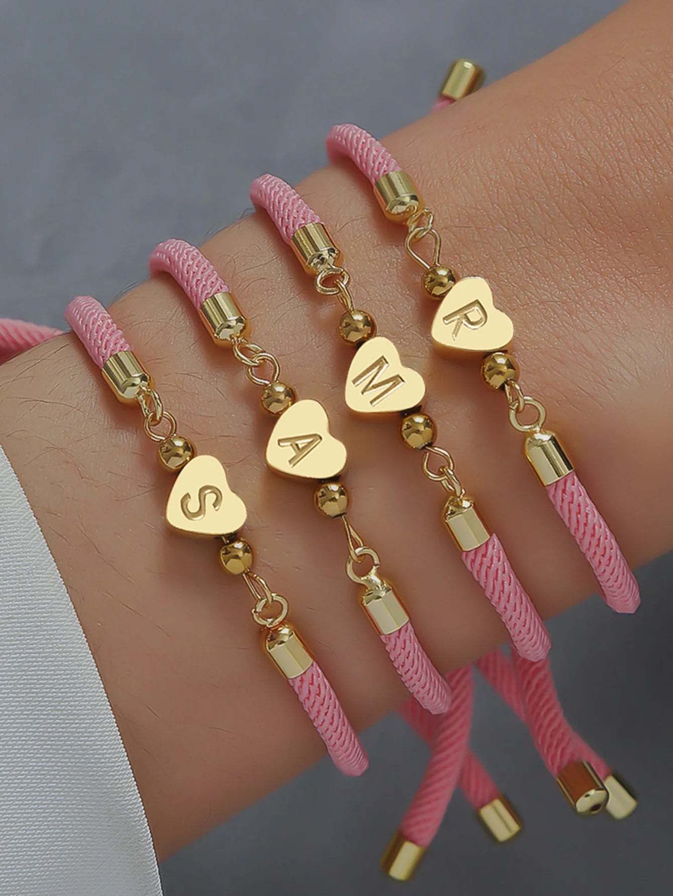 1pc A-Z Heart Initial Letter Bracelet Women Adjustable Colorful Rope Bracelet