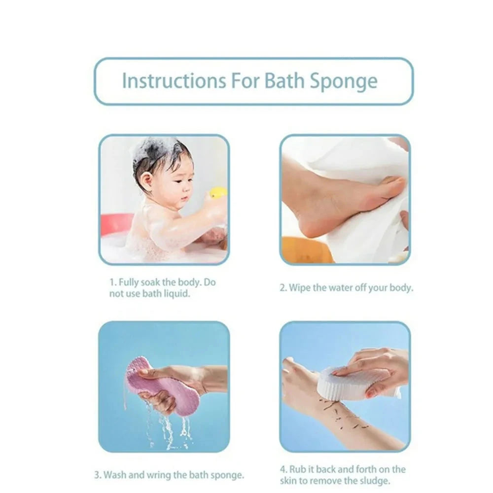 JJYY 1PC 3D Magic Sponge Children's Bath Sponge Body Peeling Dead Skin Exfoliating Massager Cleaning Bath Brush Exfoliating