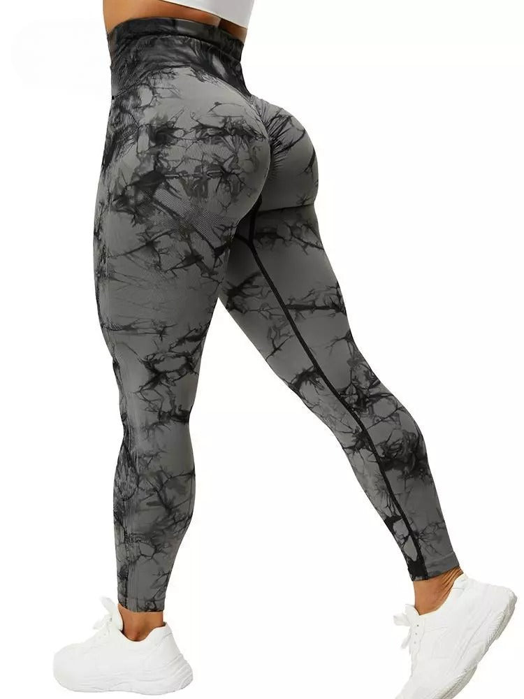 Tie Dye Push Up High Waist Leggings Stretch Athletic Women Sexy Pants Casual Seamless Gym Knitting Leggings Femme