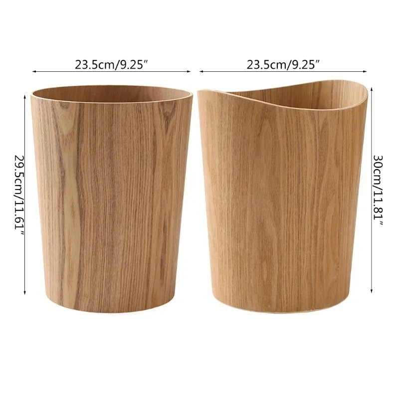 Storage Wooden Trash Can Bucket Garbage Bin Wastebasket Cans Recycling Bin